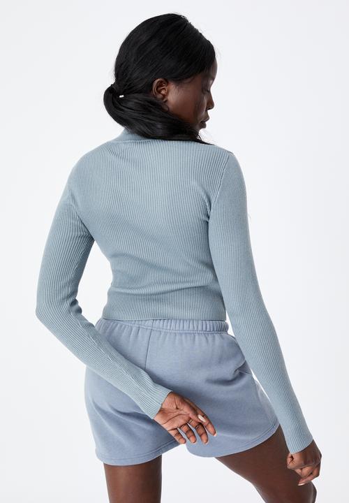 Factorie - Cut out funnel neck knit top - petrol blue