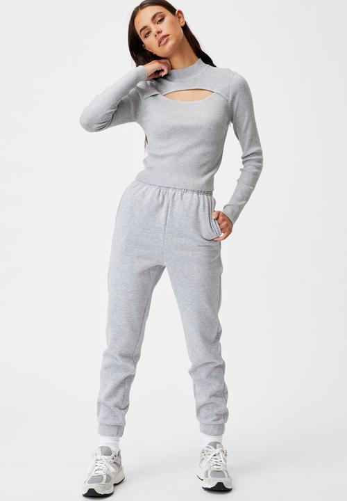 Factorie - Cut out funnel neck knit top - grey