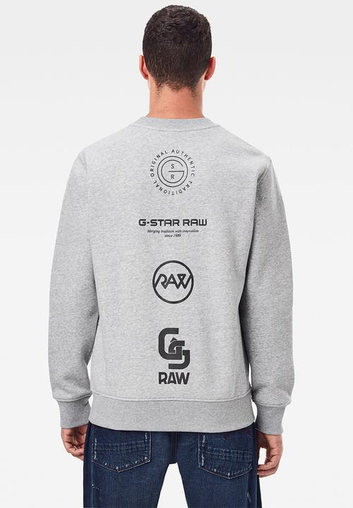 G-STAR - Multi graphic pkt r long sleeve sweat - grey htr