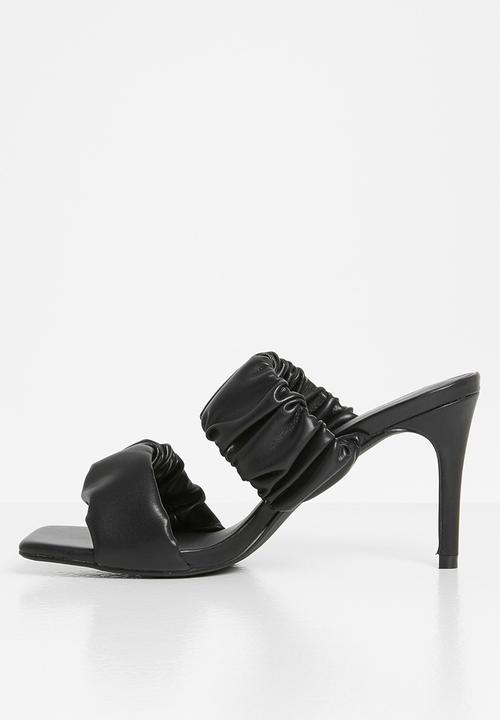Missguided - Double strap ruched square toe mule - black