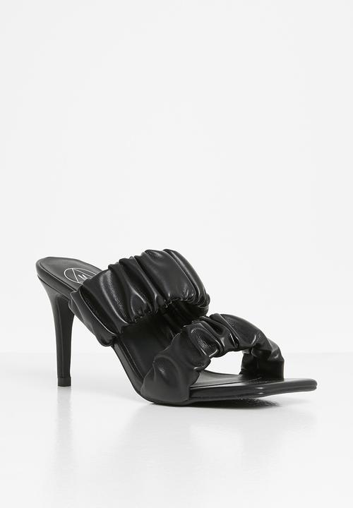 Missguided - Double strap ruched square toe mule - black