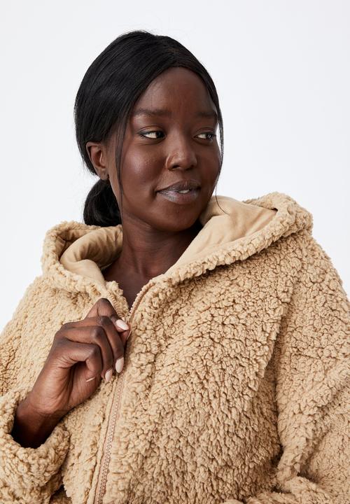 Factorie - Crop teddy jacket - travertine