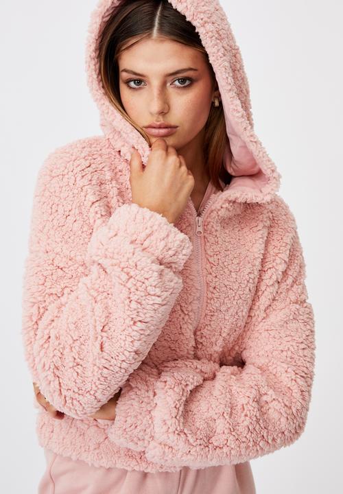 Factorie - Crop teddy jacket - silver pink