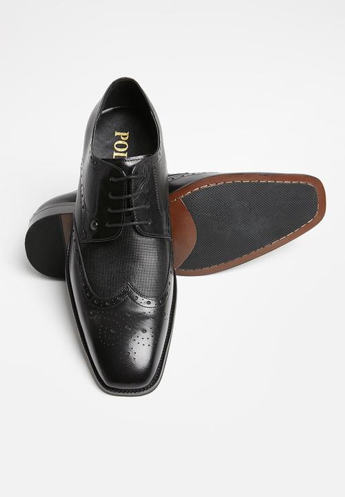 POLO - Gibson leather pin punch wing cap - black