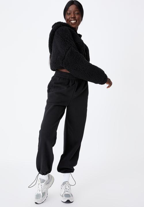 Factorie - Crop teddy jacket - black