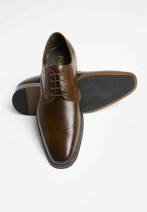 POLO - Gibson leather pin punch padded collar - brown