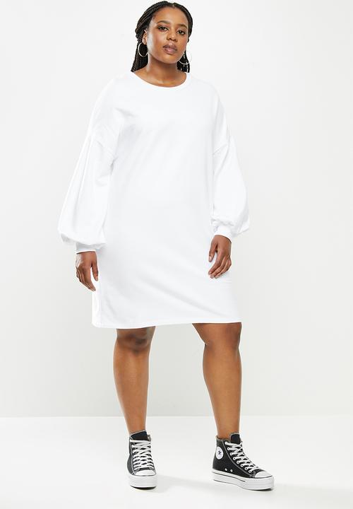 Blake - Fleece oversized sweater dress - white
