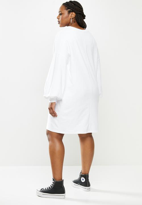 Blake - Fleece oversized sweater dress - white