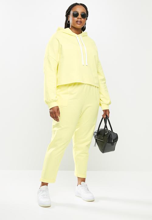 Blake - Fleece cropped hoodie - butter yellow