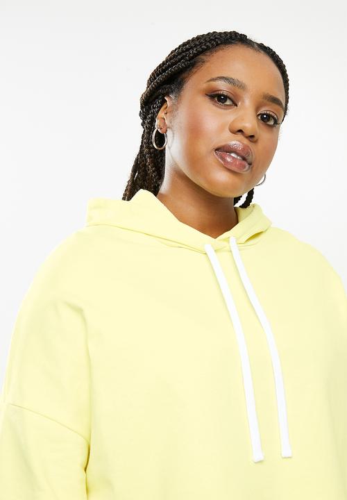 Blake - Fleece cropped hoodie - butter yellow