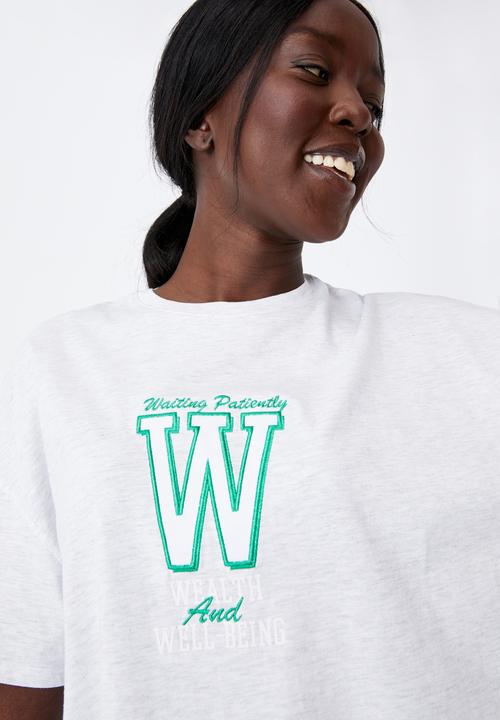 Factorie - Super relaxed graphic tee - silver marle