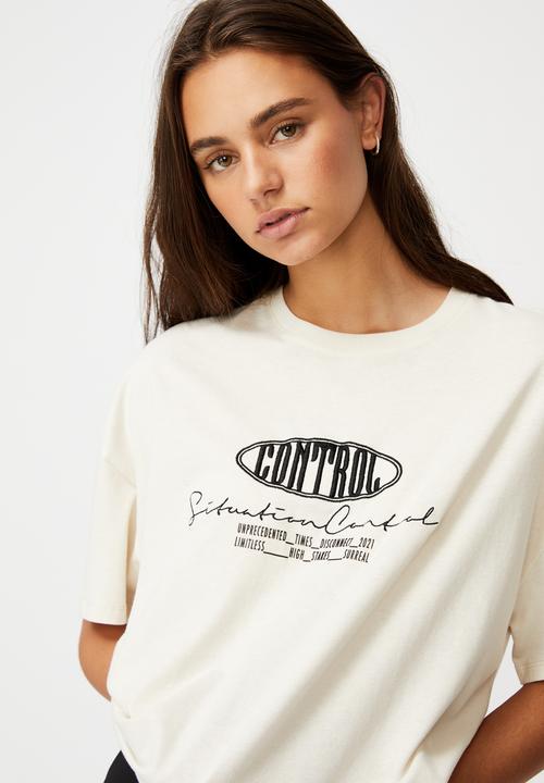 Factorie - Super relaxed graphic tee - ivory