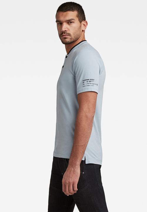 G-STAR - Baseball collar graphic short sleeve slim polo - faze blue