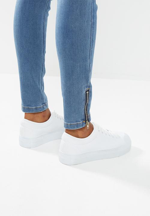 Missguided - Petite vice highwaist skinny jeans zipfly - blue