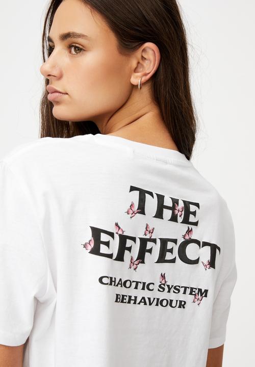 Factorie - Short sleeve crop graphic T-shirt - white
