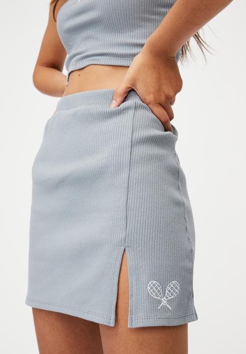 Factorie - Rib side split skirt - fog grey