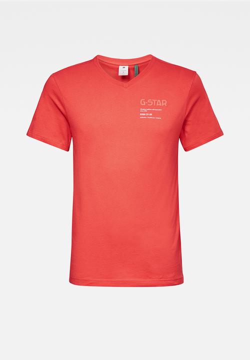 G-STAR - G-star chest graphic v short sleeve tee - dark candy