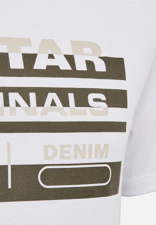 G-STAR - Originals stripe logo r short sleeve tee - white