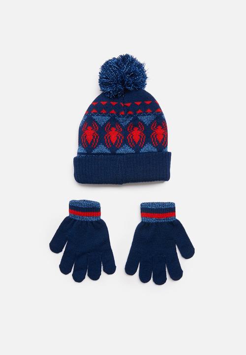 Character Group - Spider-man beanie and glove - blue & red 