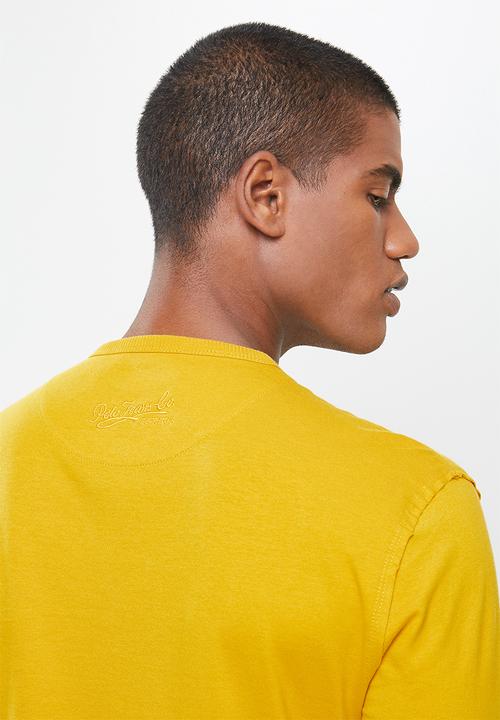 POLO - Mens pjc dru knit henley tee - mustard