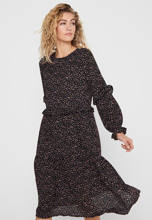 Jacqueline de Yong - Caroline long sleeve above calf dress - multi 