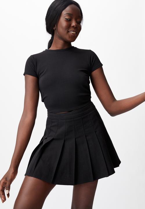 Factorie - Ruched short sleeve backless top - black