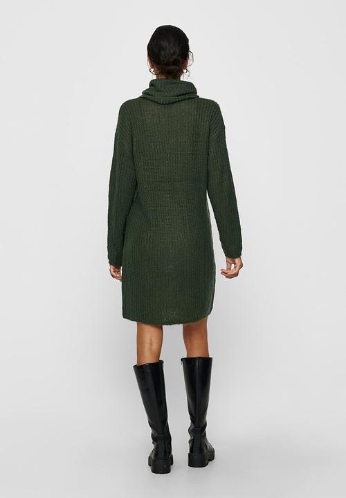 Jacqueline de Yong - Danilla long sleeve roll neck dress knit - green 
