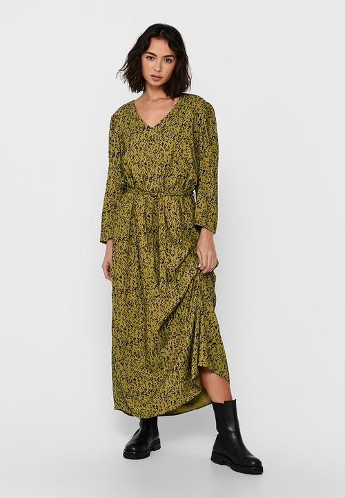 Jacqueline de Yong - Melvin life 7/8 long dress - olive & black 