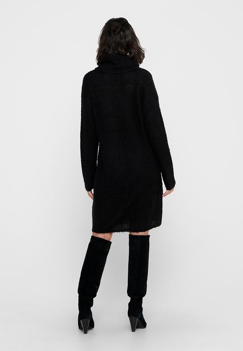 Jacqueline de Yong - Danilla long sleeve roll neck dress knit - black