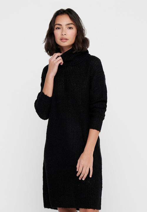 Jacqueline de Yong - Danilla long sleeve roll neck dress knit - black