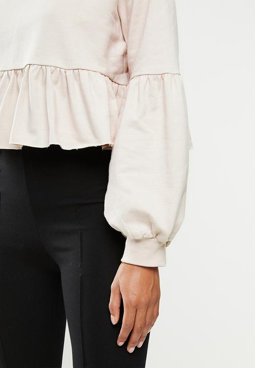 Blake - Fleece tiered cropped sweater - neutral