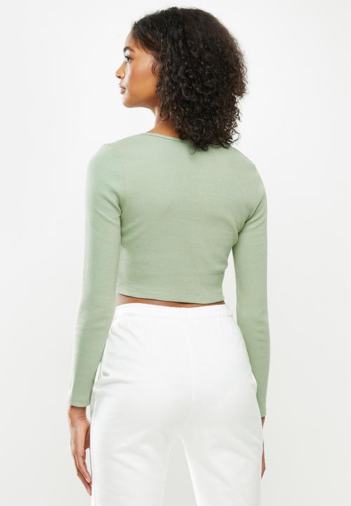 Blake - Fitted cropped cardi - sage