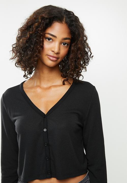 Blake - Loose cropped cardi - black