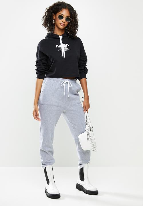 Blake - Fleece cropped hoodie - black