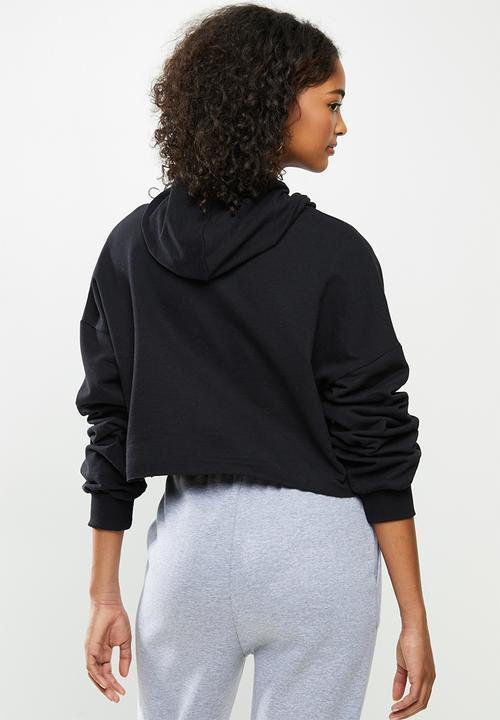 Blake - Fleece cropped hoodie - black