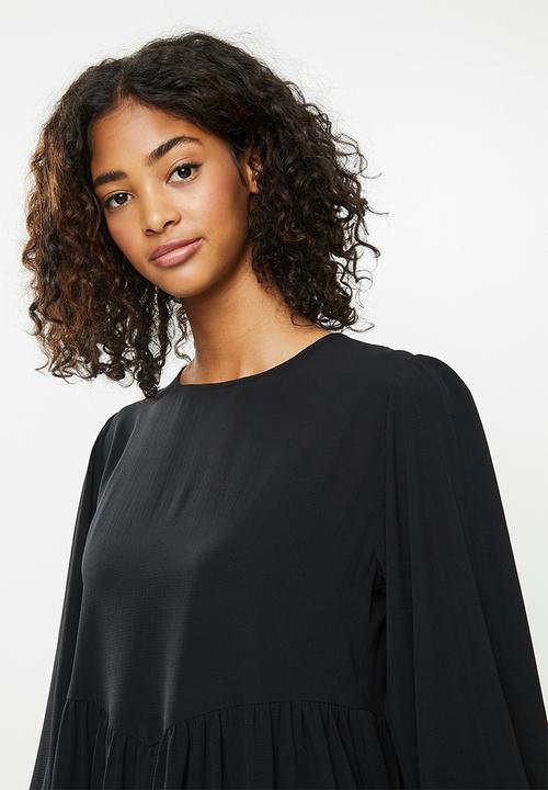 Blake - Long sleeve babydoll mini dress - black