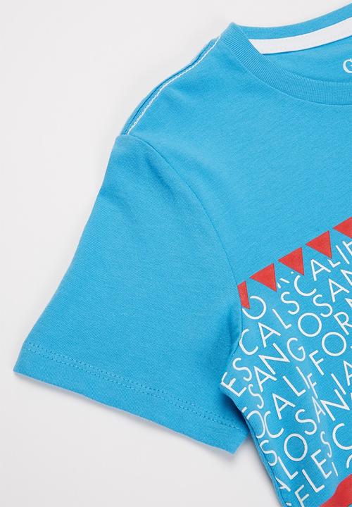 GUESS - Boys guess horizontal print crew - blue