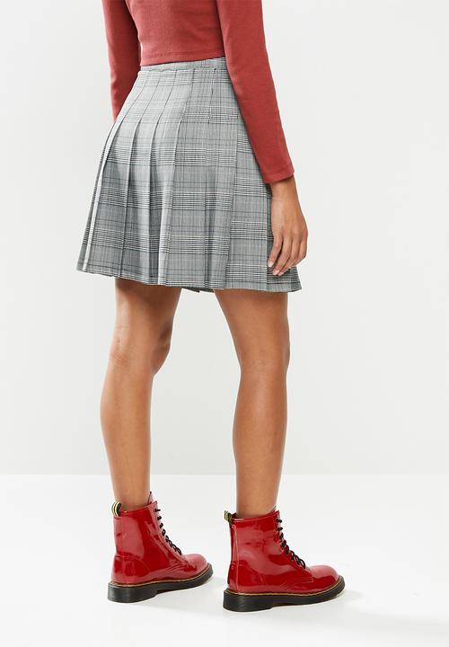 Blake - Check pleated mini skirt - black 
