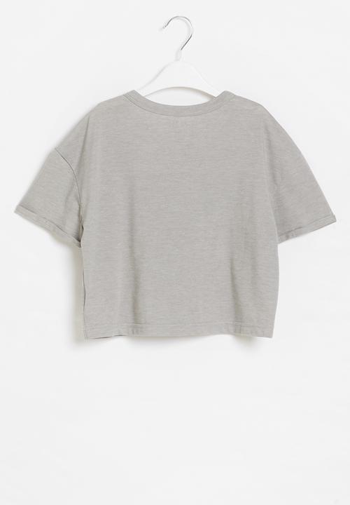 Rebel Republic - Girls short sleeve crop top - grey