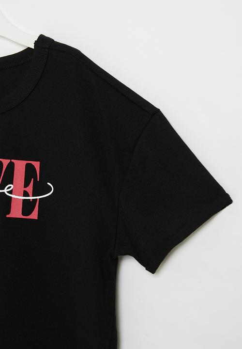 Rebel Republic - Girls short sleeve crop top - black