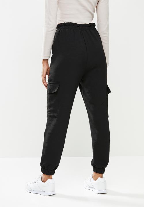 Blake - Cargo paperbag pant - black