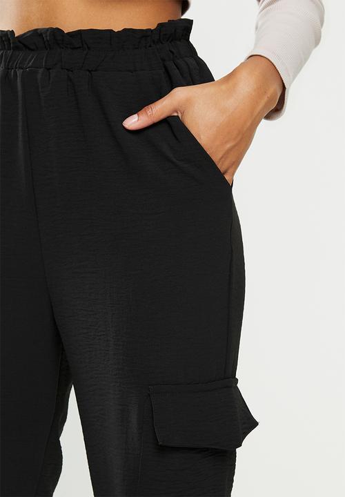 Blake - Cargo paperbag pant - black