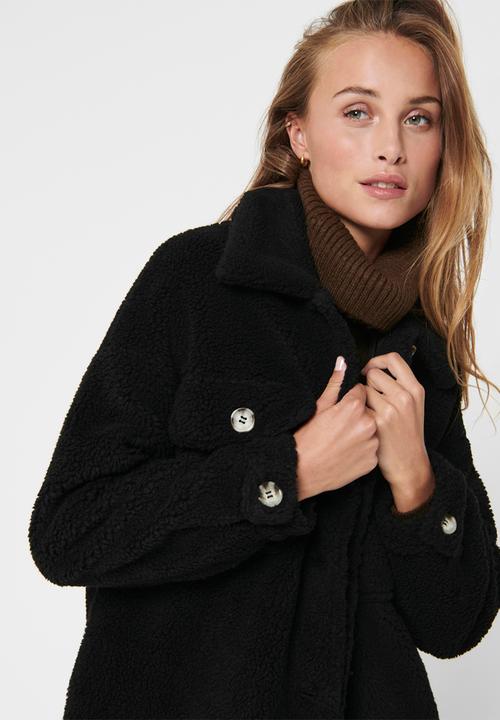Jacqueline de Yong - Stella teddy shirt jacket - black