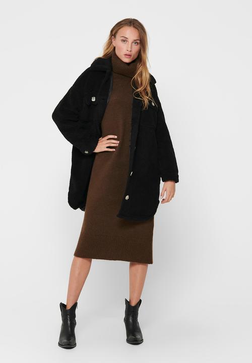 Jacqueline de Yong - Stella teddy shirt jacket - black