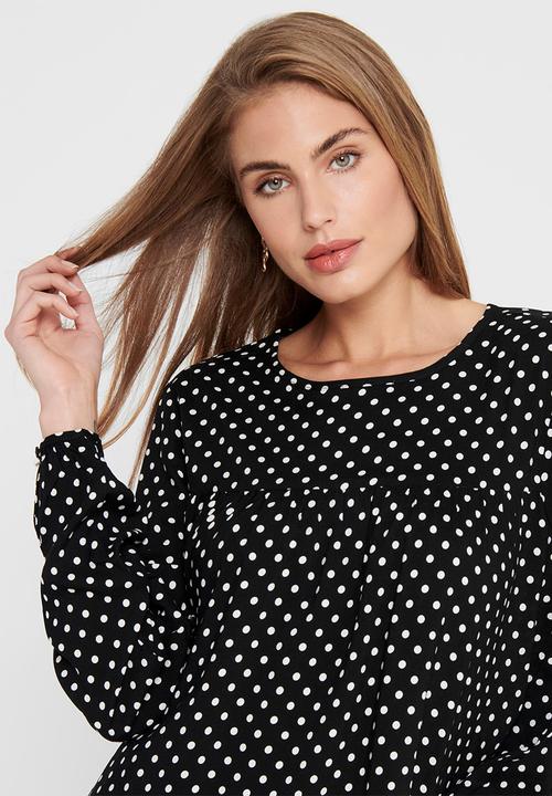 Jacqueline de Yong - Enzo long sleeve top - black & white 