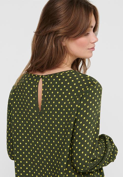 Jacqueline de Yong - Enzo long sleeve top - green & white 