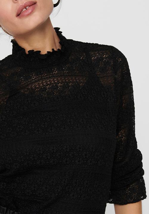 Jacqueline de Yong - Madelyn long sleeve smock top - black