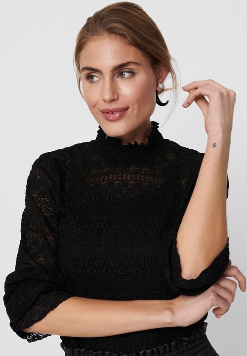 Jacqueline de Yong - Madelyn long sleeve smock top - black