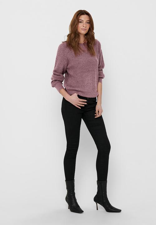 Jacqueline de Yong - Whitney megan long sleeve boatneck pullover knit - mauve