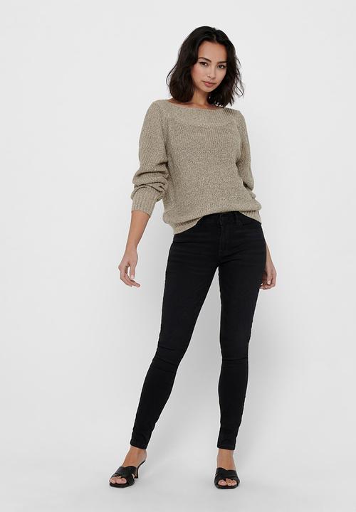 Jacqueline de Yong - Whitney megan long sleeve boatneck pullover knit - neutral